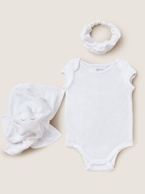 0018 Barefoot Dreams CozyTerry® Baby Onesie Bundle in Sea Salt Color